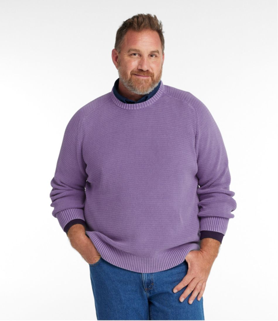 Men's Sunwashed Textured Cotton Sweater, Crewneck