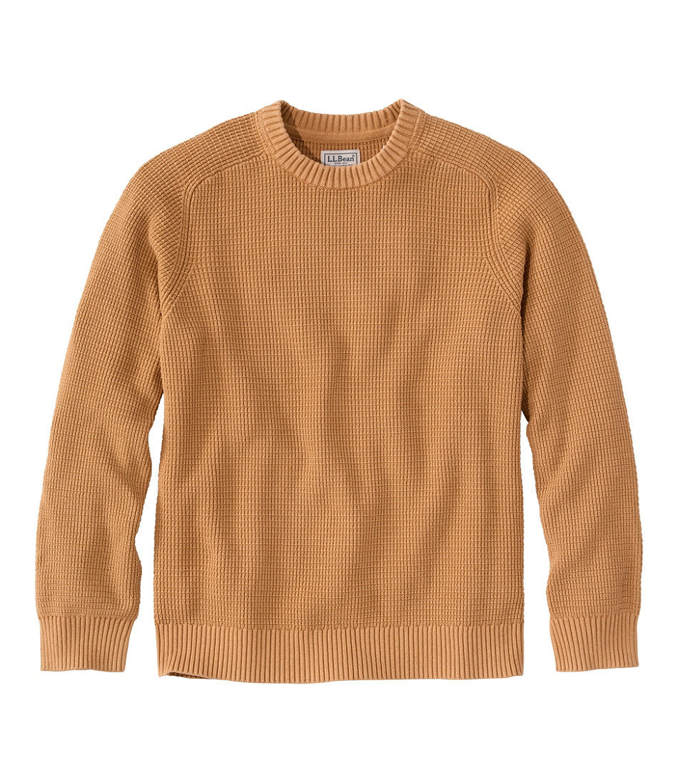 Men's Sunwashed Textured Cotton Sweater Crewneck