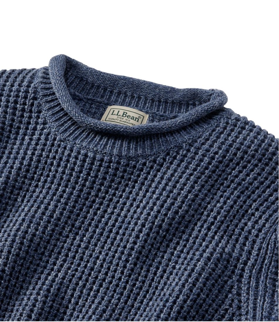 Men's L.L.Bean Organic Cotton Waffle Sweater Rollneck Crew