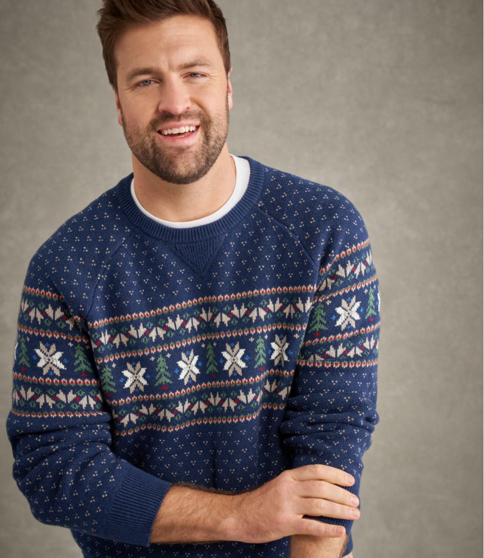 Pattern Crewneck Men's Wicked Soft Cotton/Cashmere Sweater