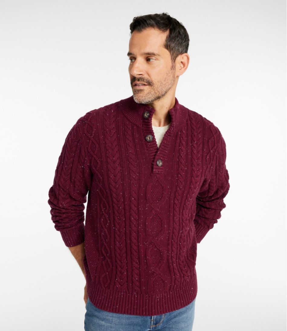 Men's Bean's Heritage Soft Cotton Fisherman Sweater Button-Mock