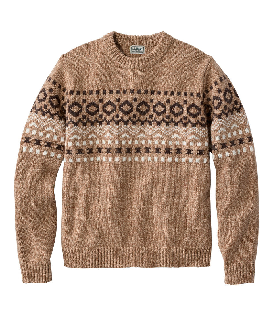 Fair Isle Crewneck Men's Bean's Classic Ragg Wool Sweater