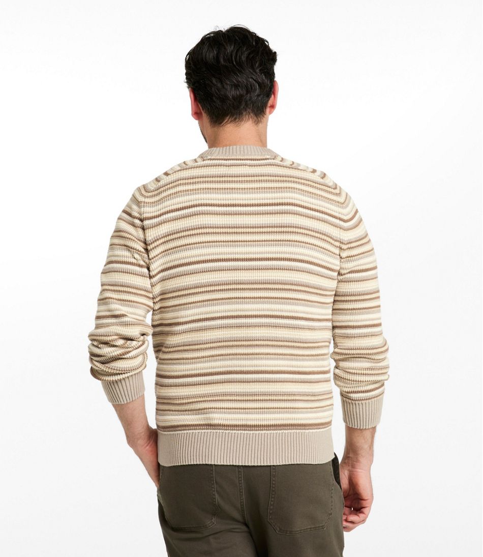 Crewneck Stripe Men's Sunwashed Textured Cotton Sweater