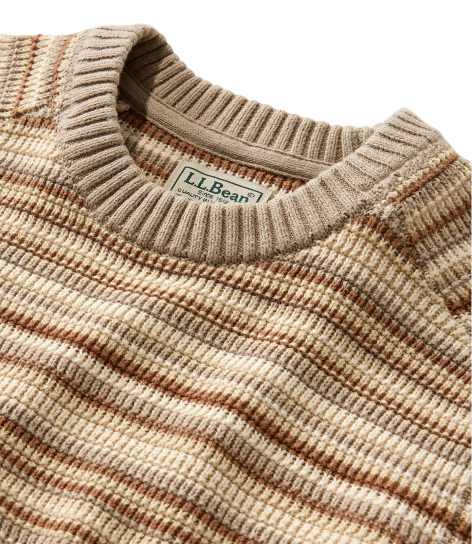 Crewneck Stripe Men's Sunwashed Textured Cotton Sweater