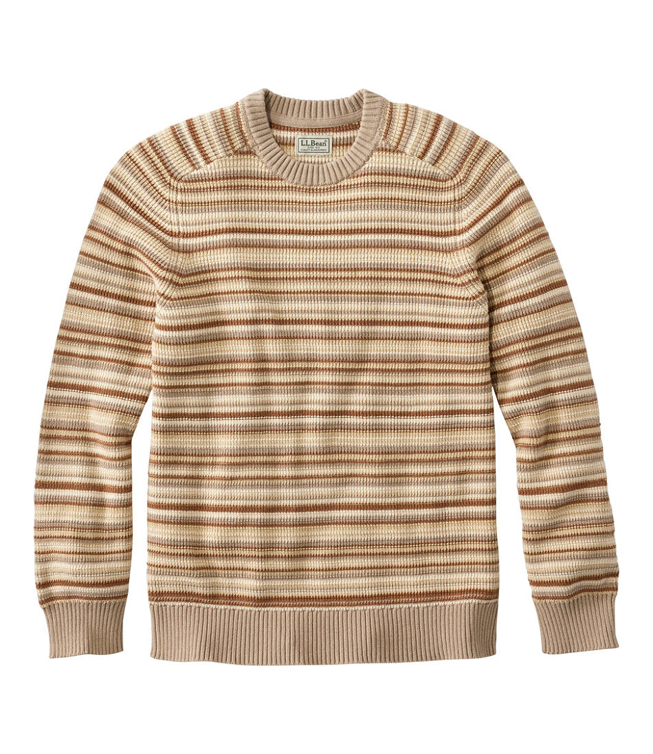 Stripe Crewneck Men's Sunwashed Textured Cotton Sweater