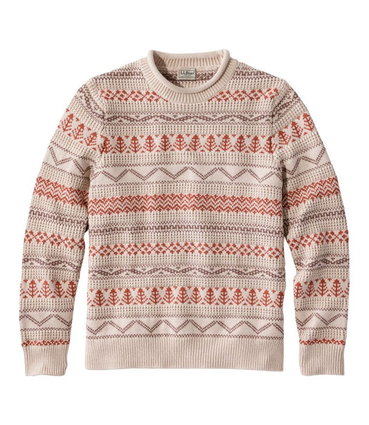 Men's L.L.Bean Organic Cotton Waffle Sweater, Crewneck, Fair Isle