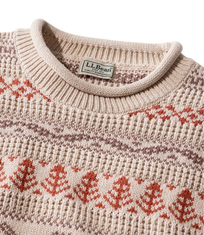 Men's L.L.Bean Organic Cotton Waffle Sweater, Crewneck, Fair Isle