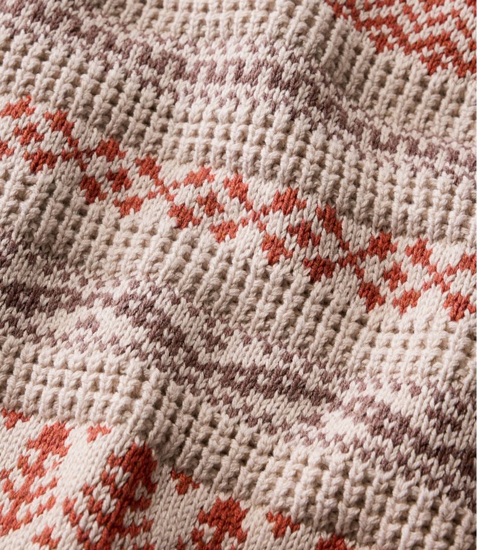 Men's L.L.Bean Organic Cotton Waffle Sweater Crewneck Fair Isle