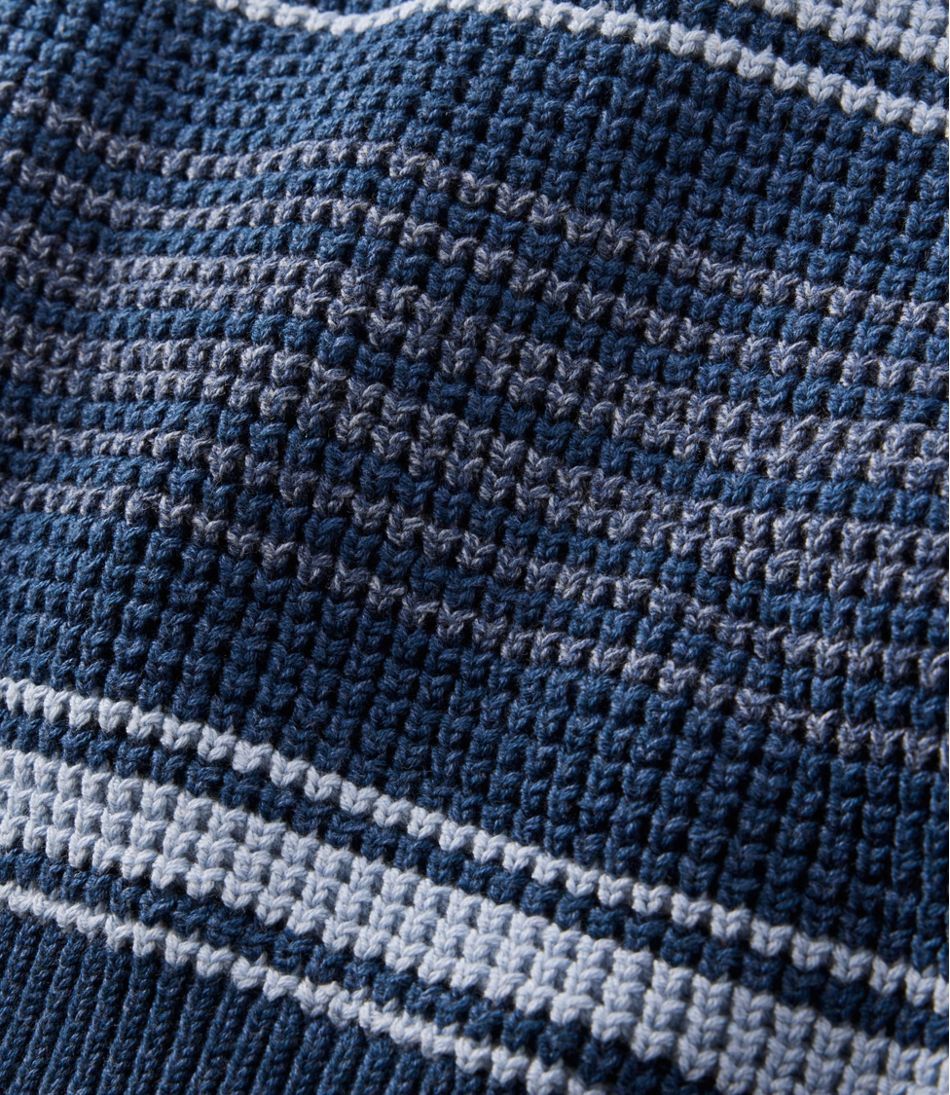 Quarter Zip Men's Organic Cotton Waffle Sweater Stripe