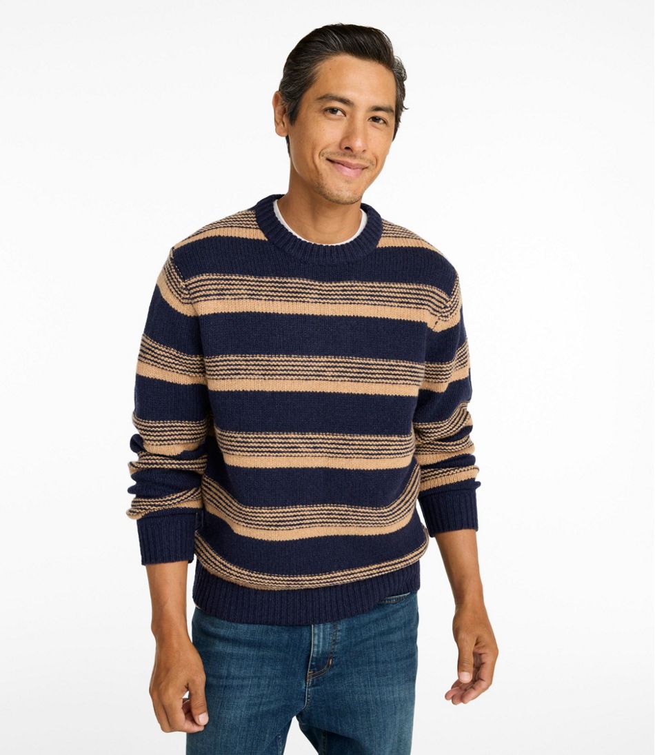 Crewneck Stripe Men's Bean's Classic Ragg Wool Sweater
