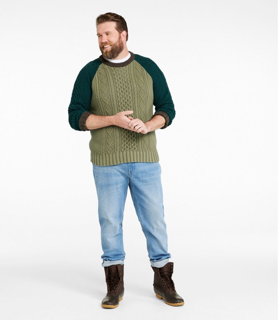 Colorblock Men's Signature Cotton Fisherman Sweater Crewneck