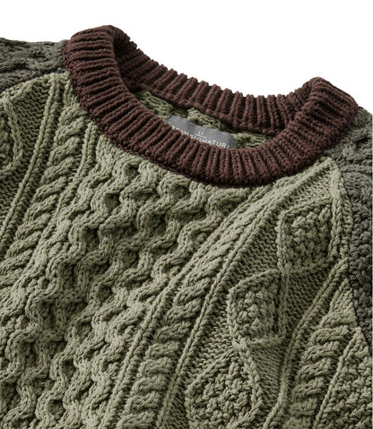 Men's Signature Cotton Fisherman Sweater, Crewneck, Colorblock