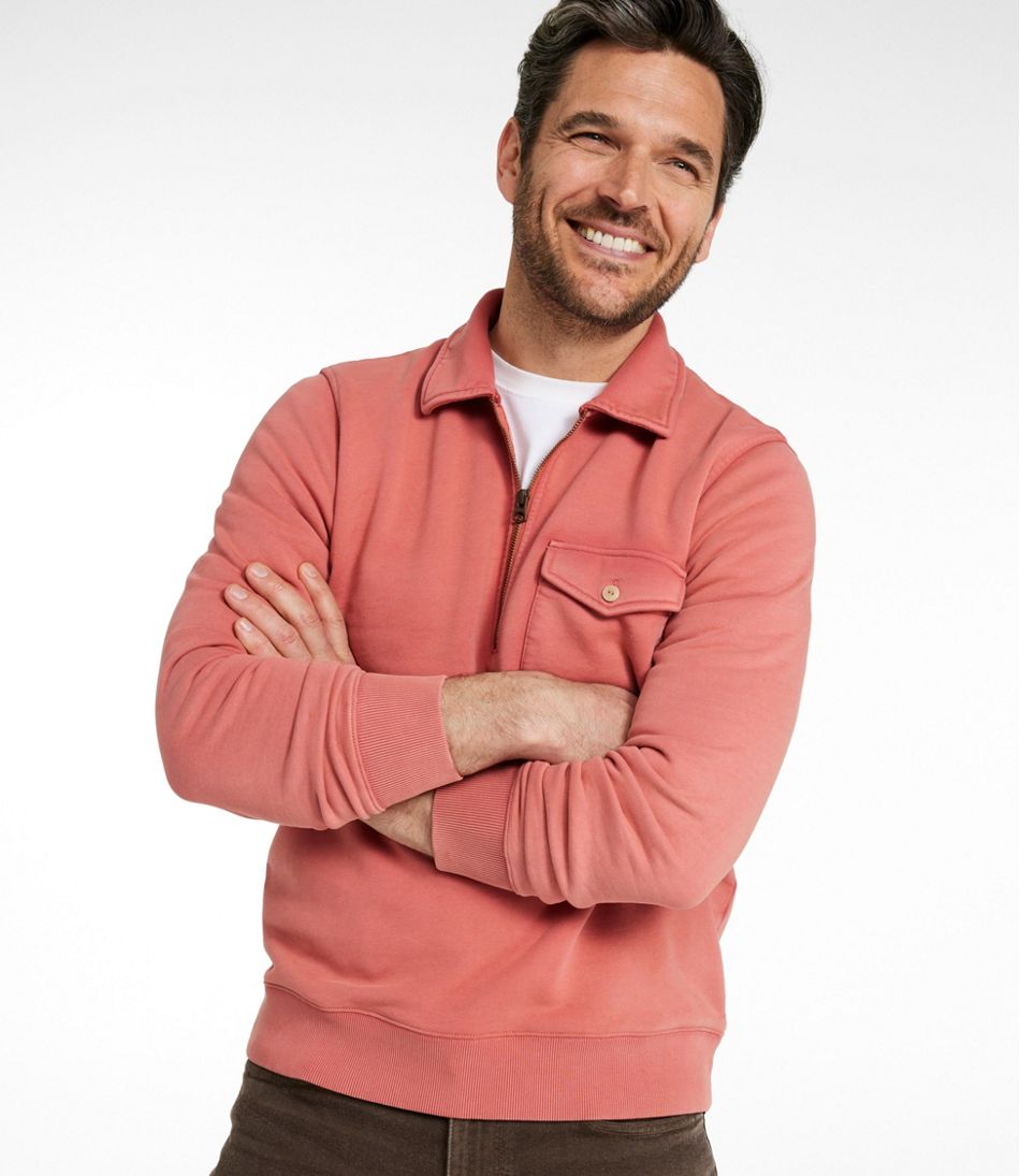 Men's Sunwashed Sweatshirt Long-Sleeve Quarter-Zip Polo