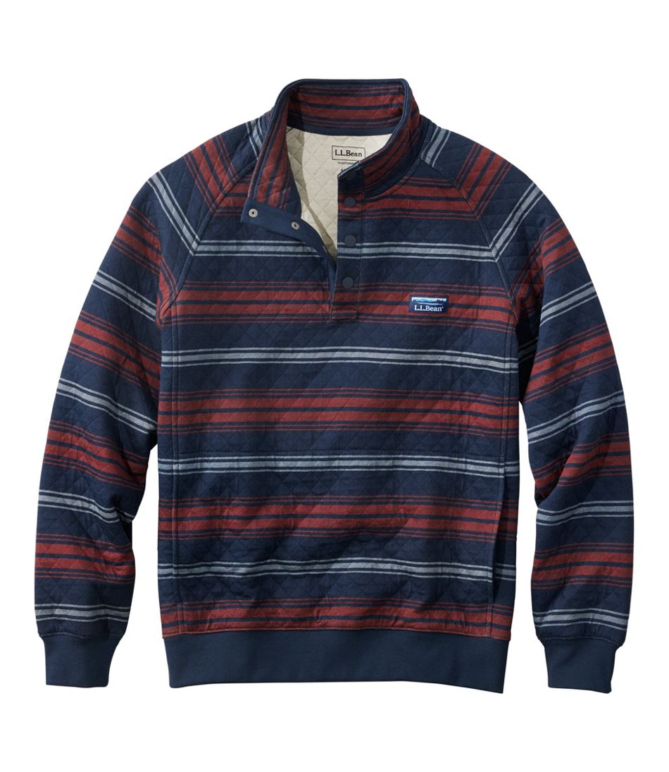 Men's Quilted Sweatshirt Mockneck Stripe
