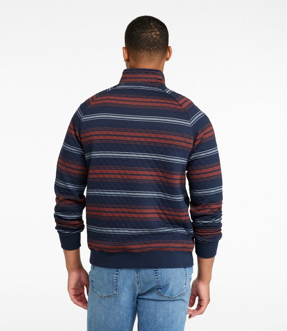 Men's Quilted Sweatshirt Mockneck Stripe