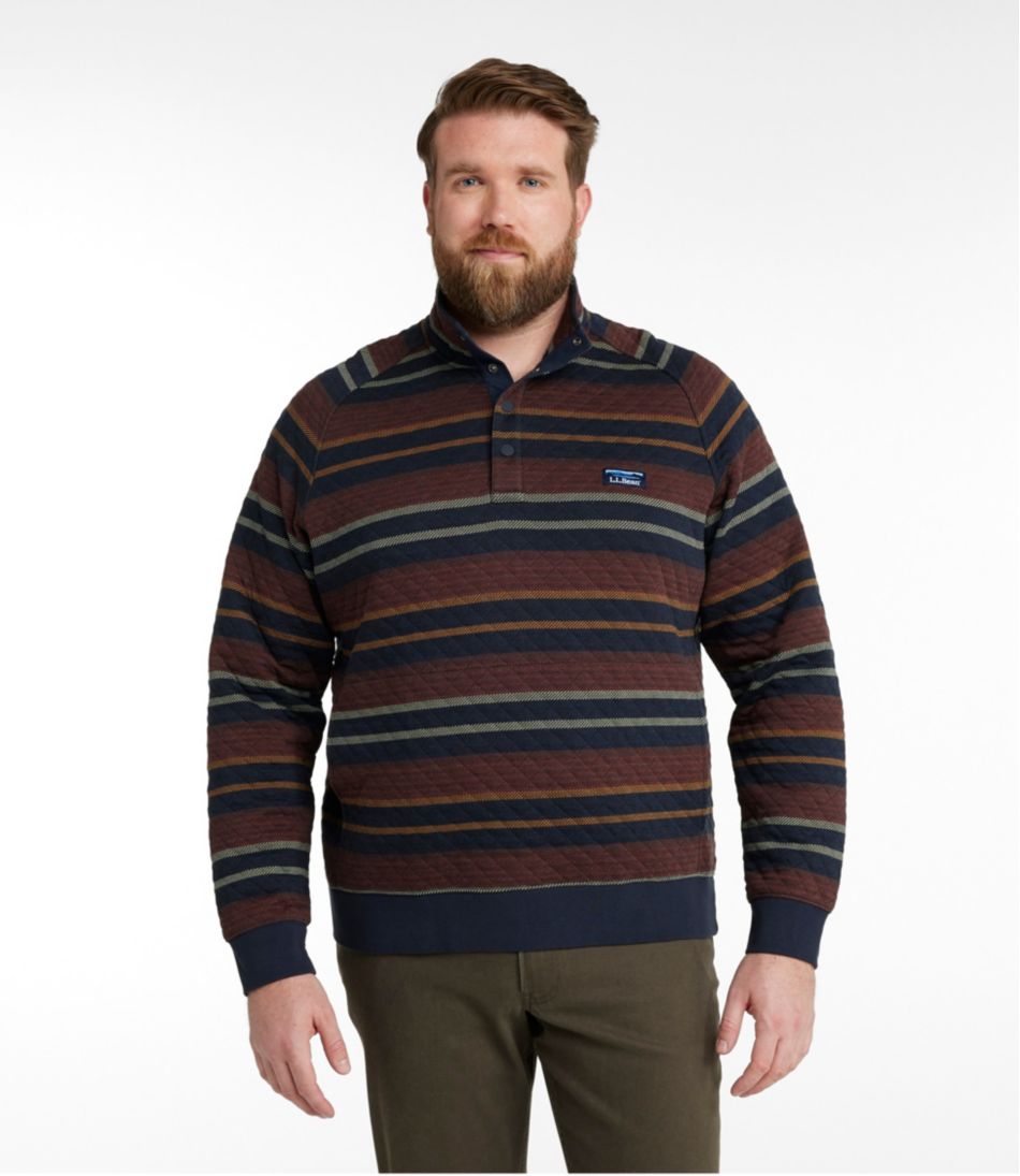 Men's Quilted Sweatshirt Mockneck Stripe