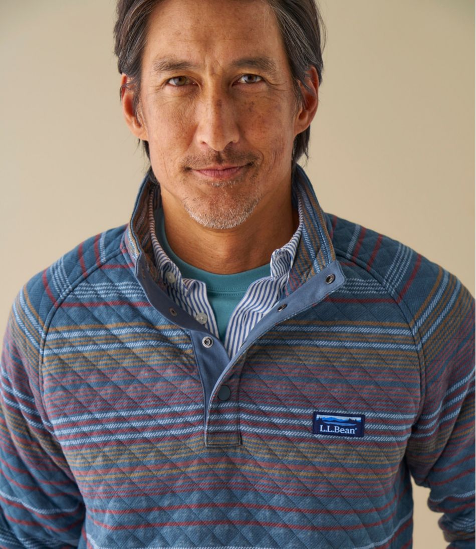 Men's Quilted Sweatshirt Mockneck Stripe