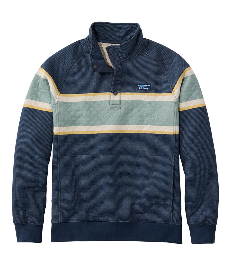 Men's Quilted Sweatshirt Mockneck Stripe
