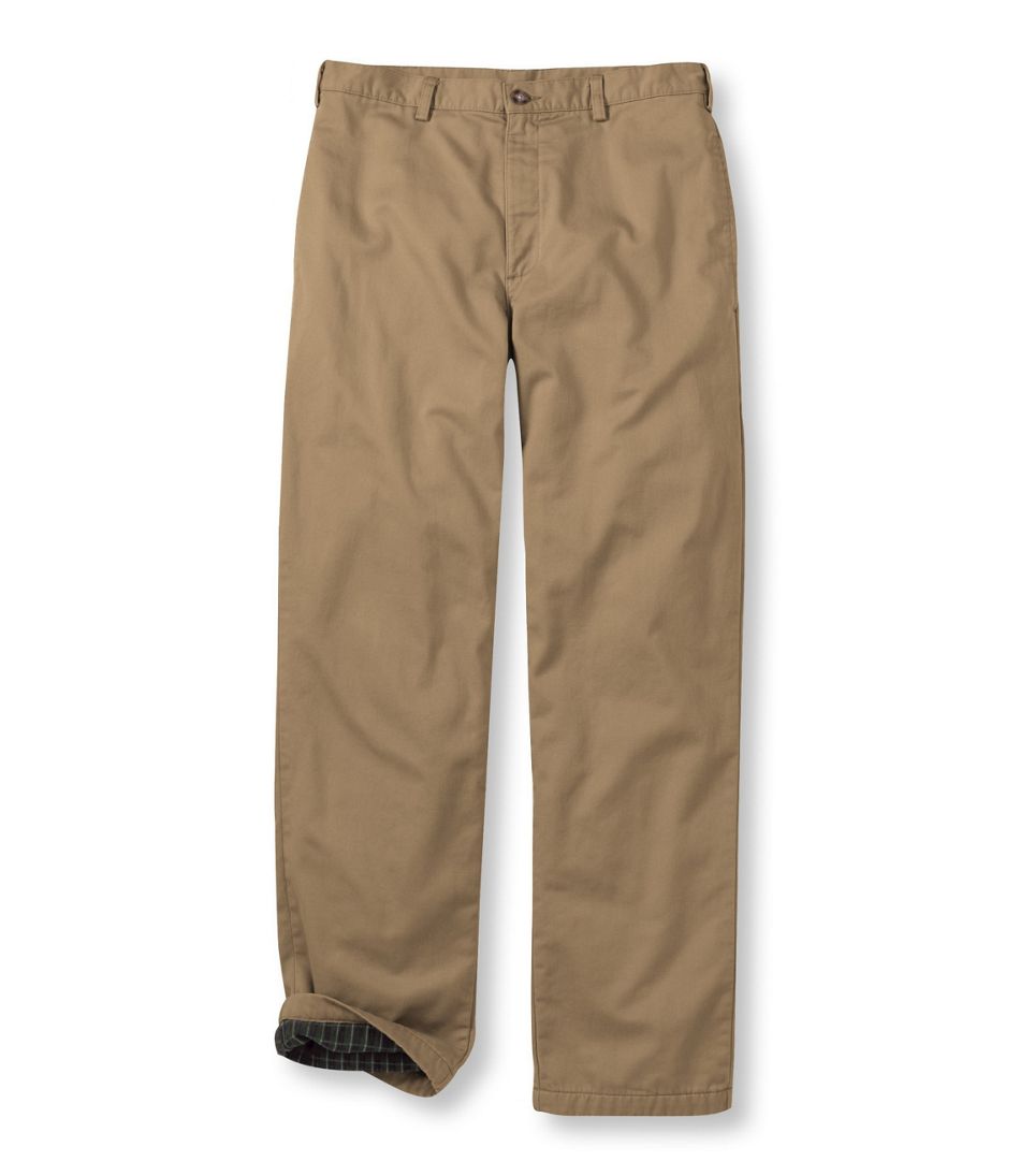 Plain Front Men's Double L® Chinos Natural Fit Flannel-Lined