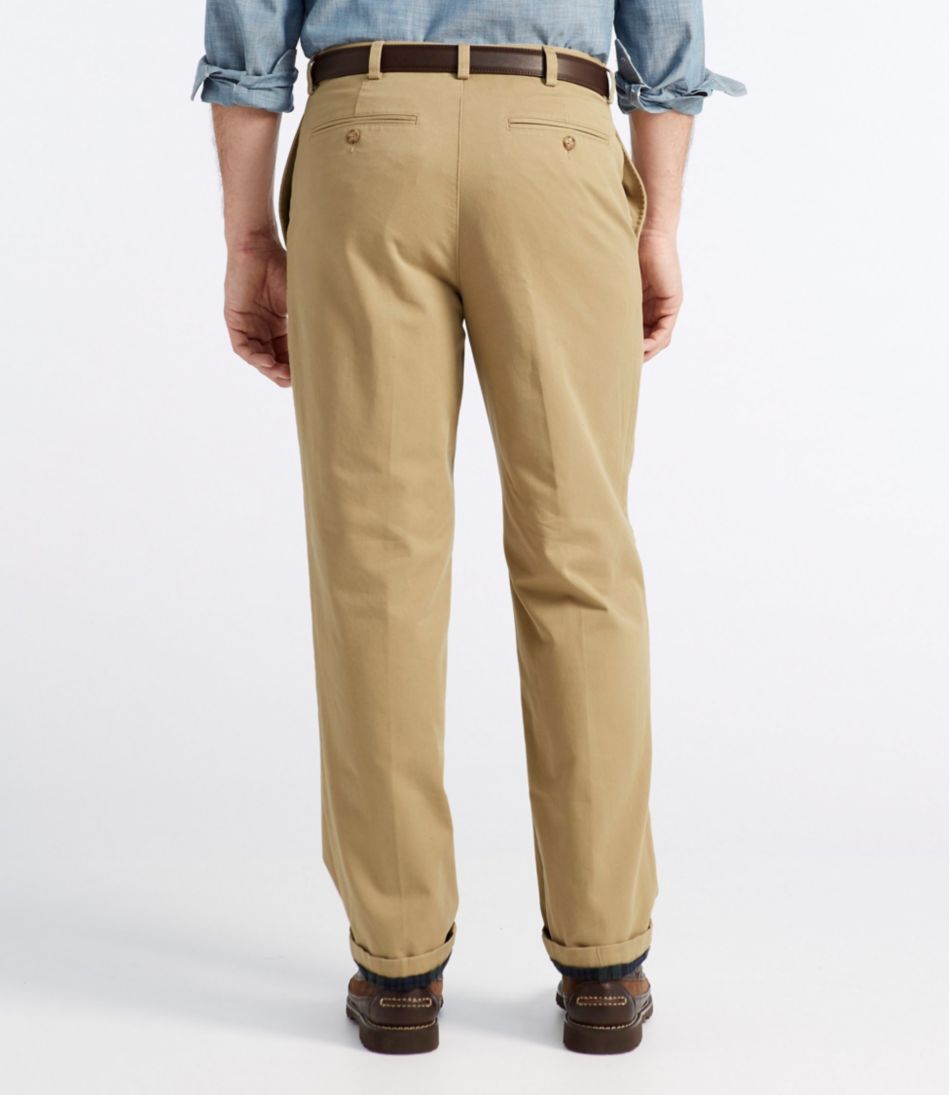 Plain Front Men's Double L® Chinos Natural Fit Flannel-Lined
