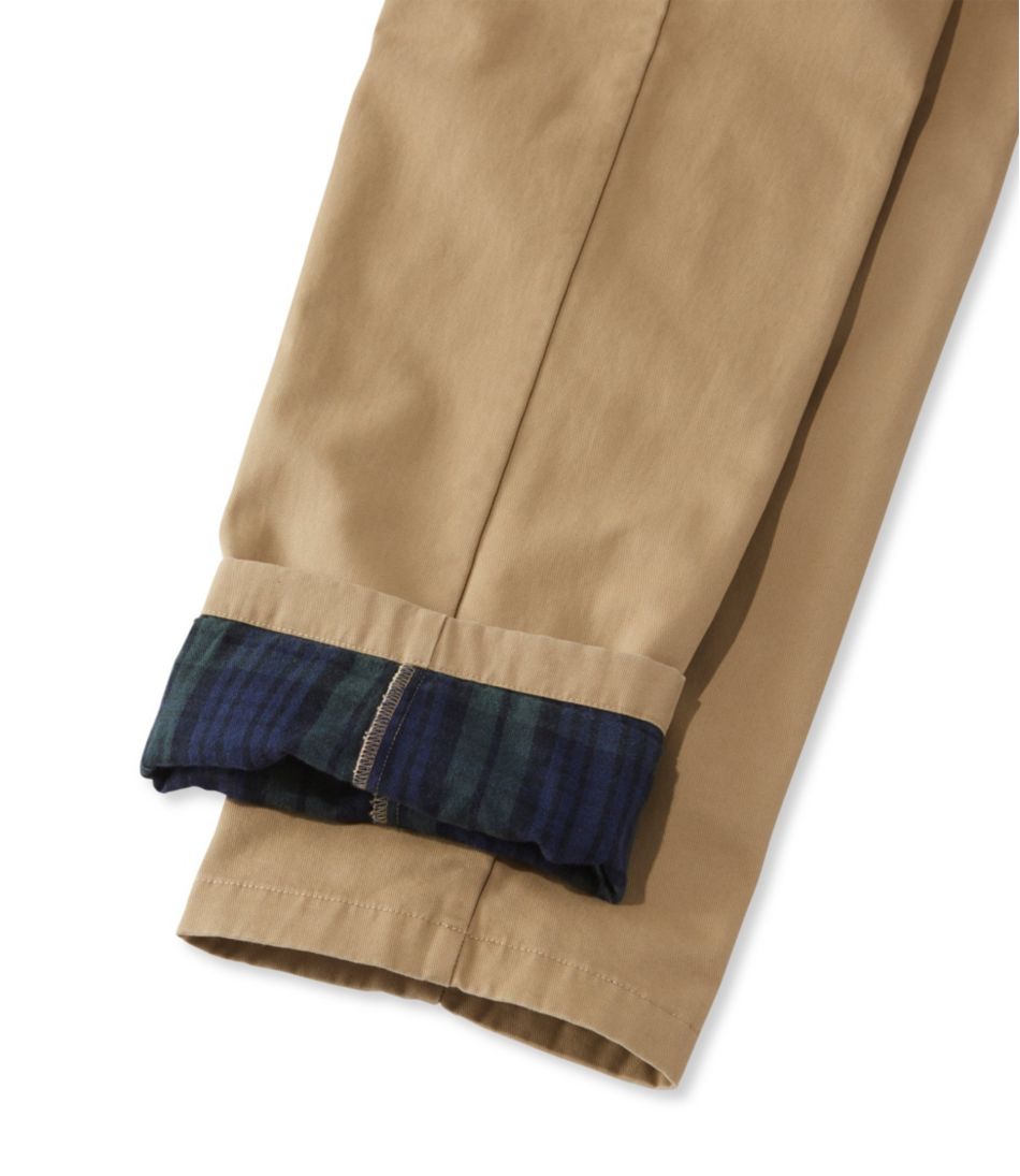Plain Front Men's Double L® Chinos Natural Fit Flannel-Lined