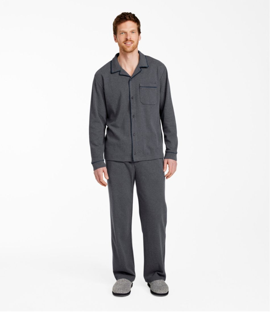 Button-Front PJ Set Men's Bean's Cotton Knit Pajamas