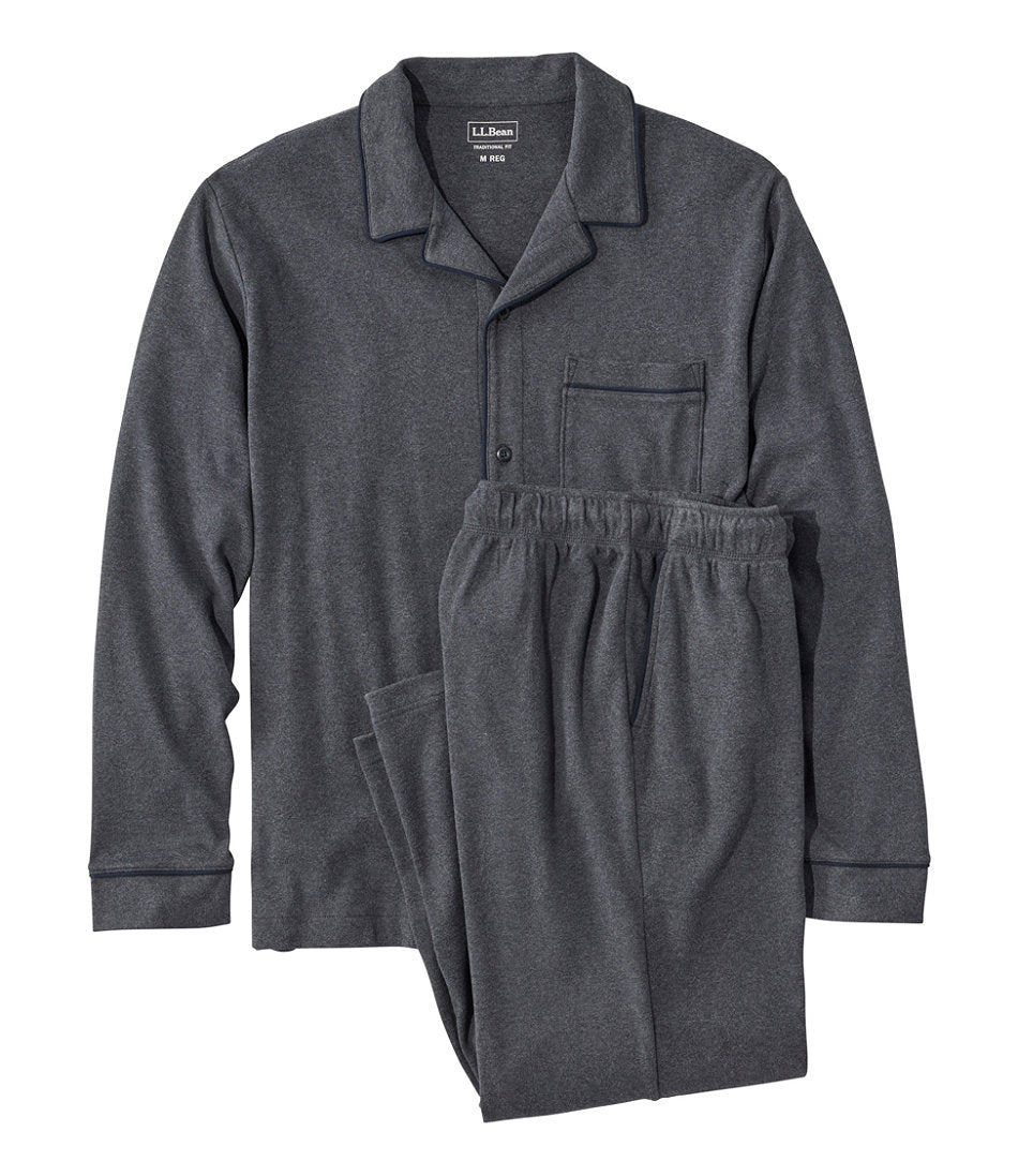 Button-Front PJ Set Men's Bean's Cotton Knit Pajamas