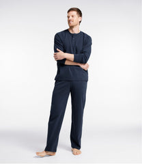 Men's Bean's Cotton Knit Pajamas Henley PJ Set