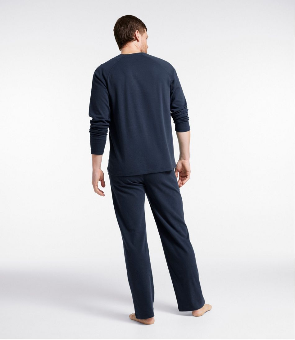 Men's Bean's Cotton Knit Pajamas Henley PJ Set