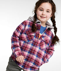 Kids' Fleece-Lined Flannel Shirt Hooded Plaid
