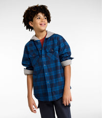 Kids' Fleece-Lined Flannel Shirt Hooded Plaid