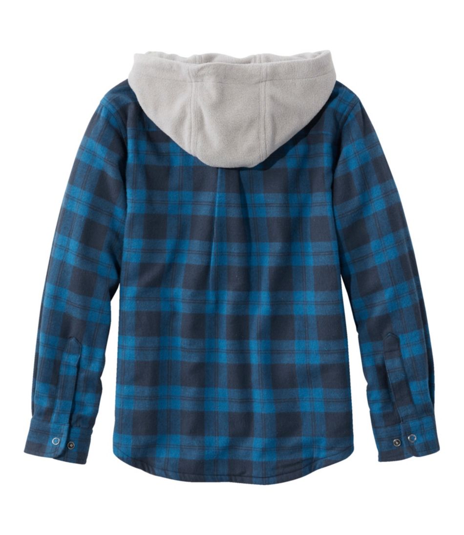 Kids' Fleece-Lined Flannel Shirt Hooded Plaid