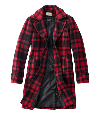 Women's Classic Lambswool Polo Coat, Three-Quarter, Pattern