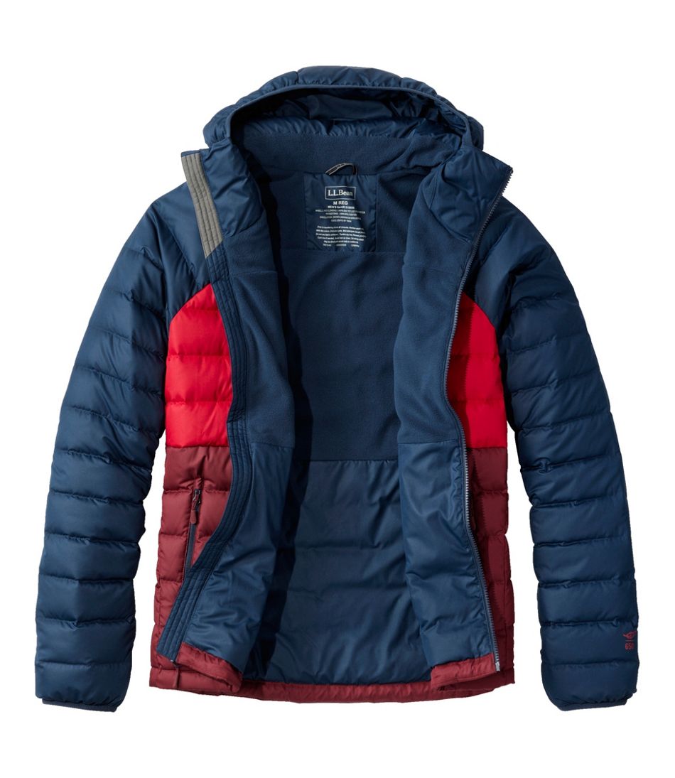 Men's Bean's Down Hooded Jacket Colorblock