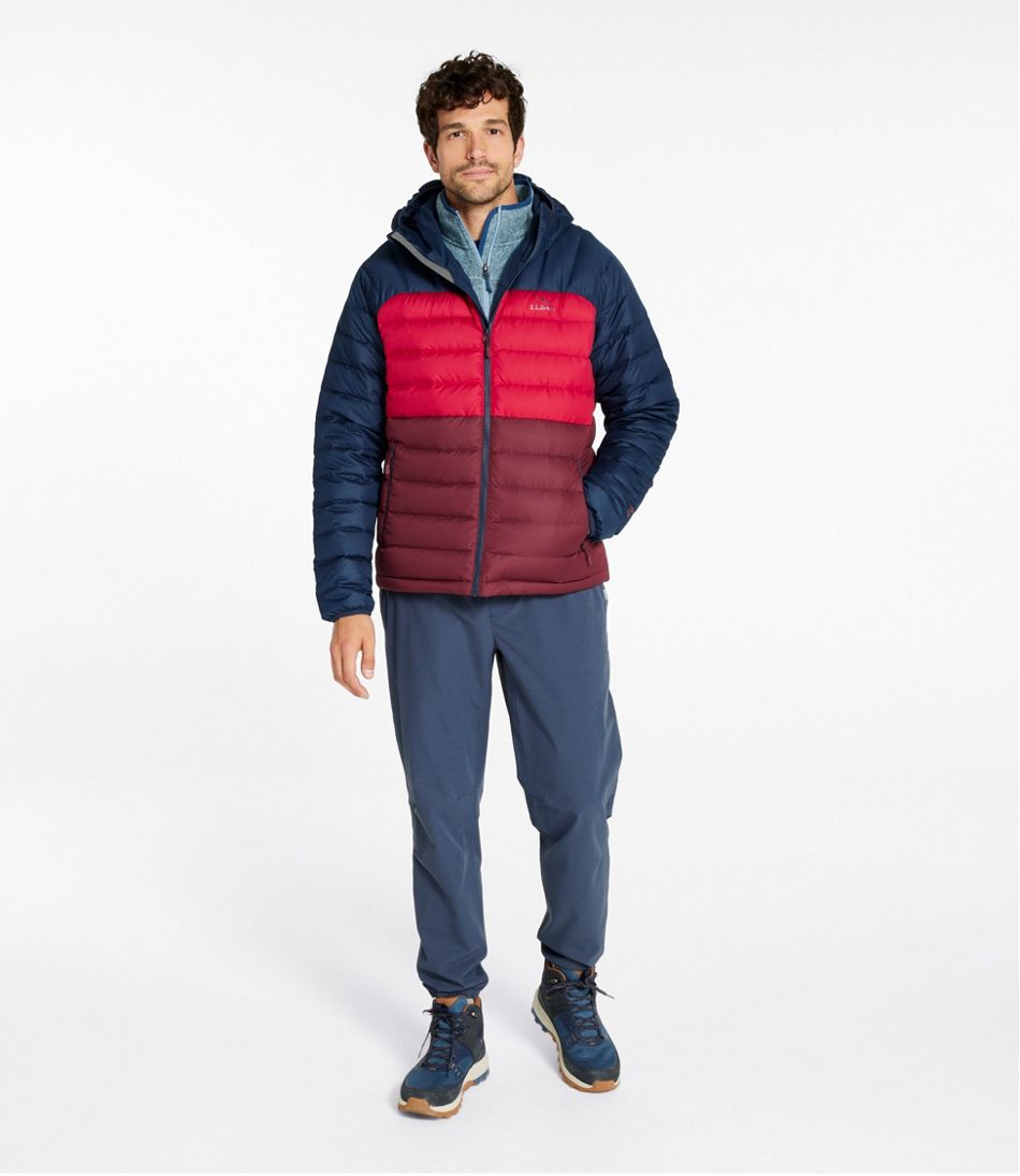 Men's Bean's Down Hooded Jacket Colorblock