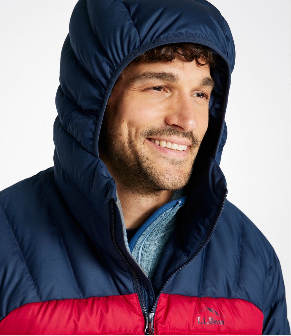Men's Bean's Down Hooded Jacket Colorblock