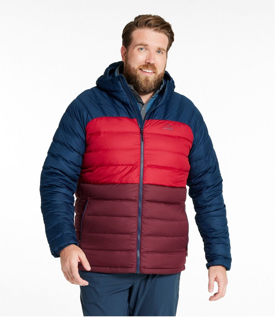 Men's Bean's Down Hooded Jacket Colorblock