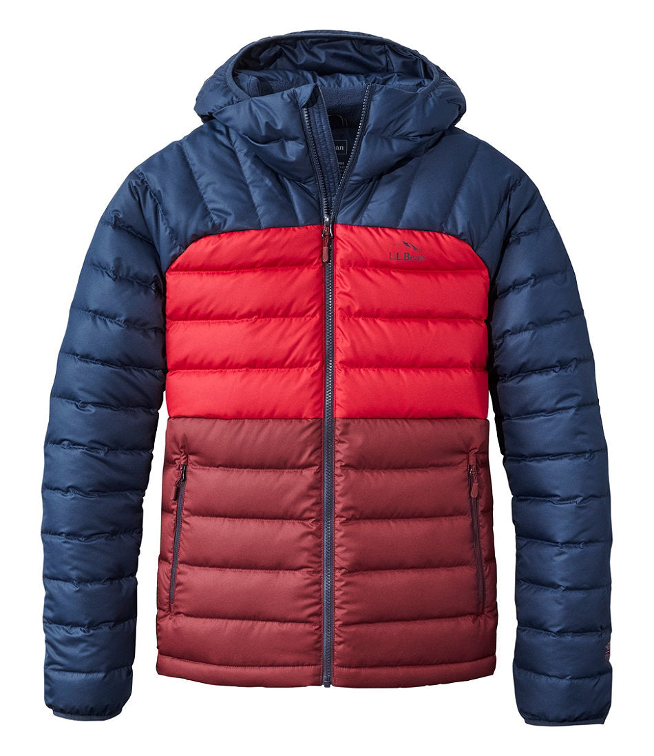 Men's Bean's Down Hooded Jacket Colorblock