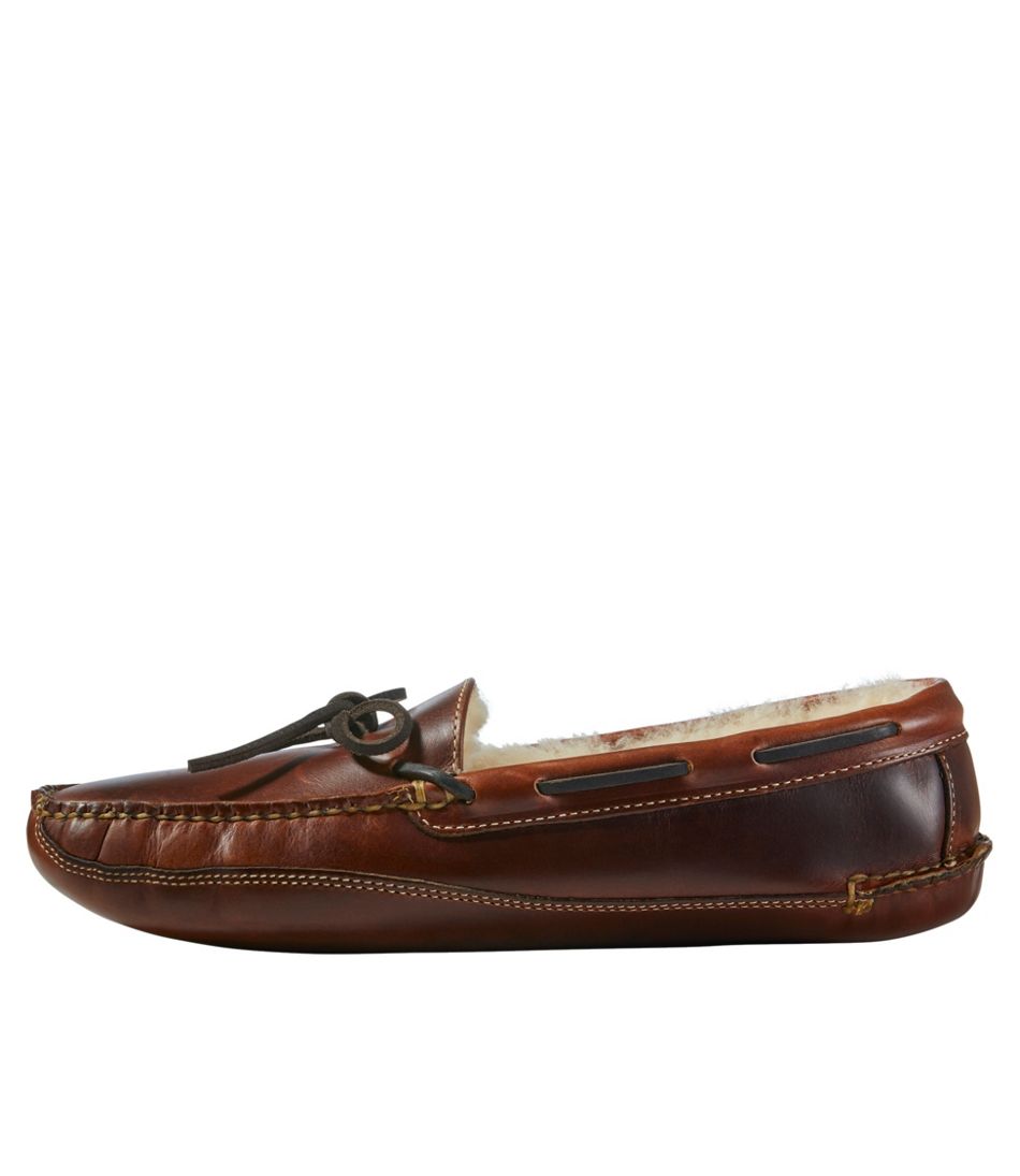 Shearling-Lined Men's Leather Double-Sole Slippers