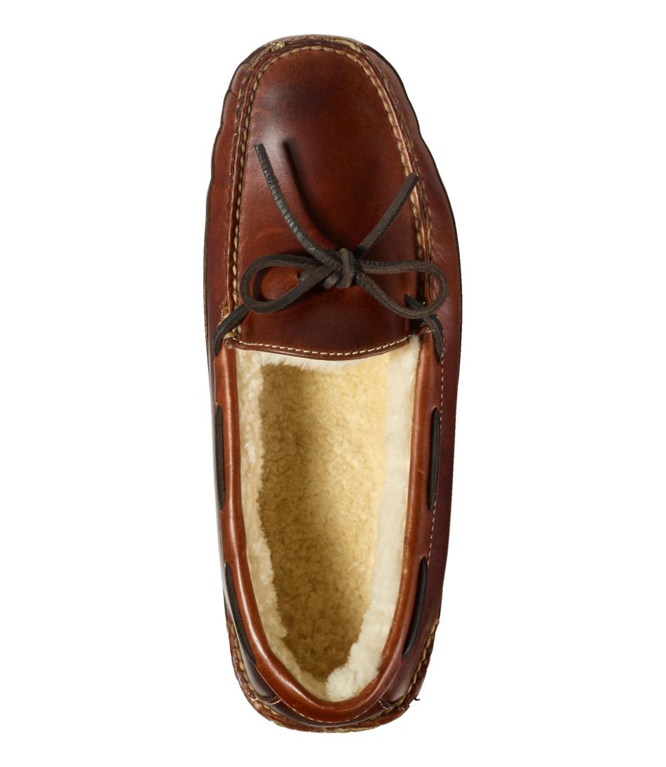 Shearling-Lined Men's Leather Double-Sole Slippers