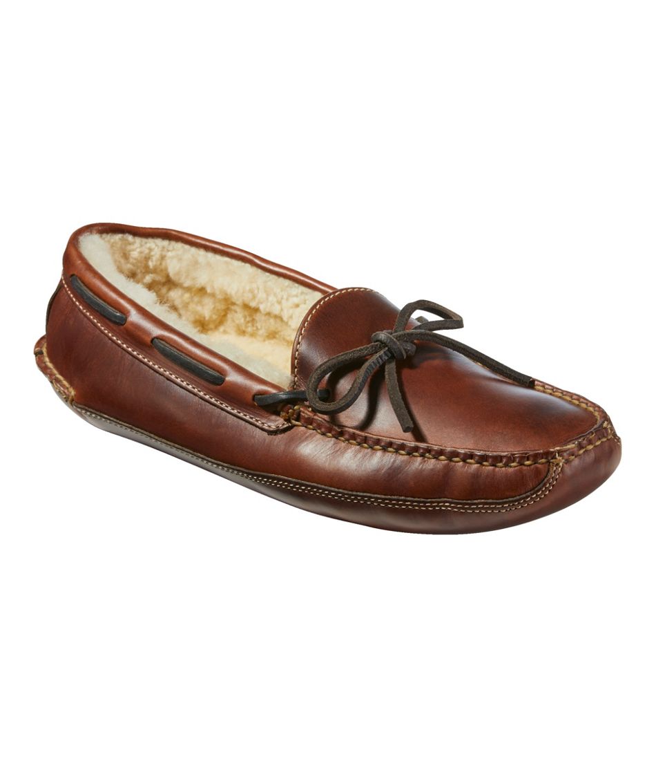 Shearling-Lined Men's Leather Double-Sole Slippers