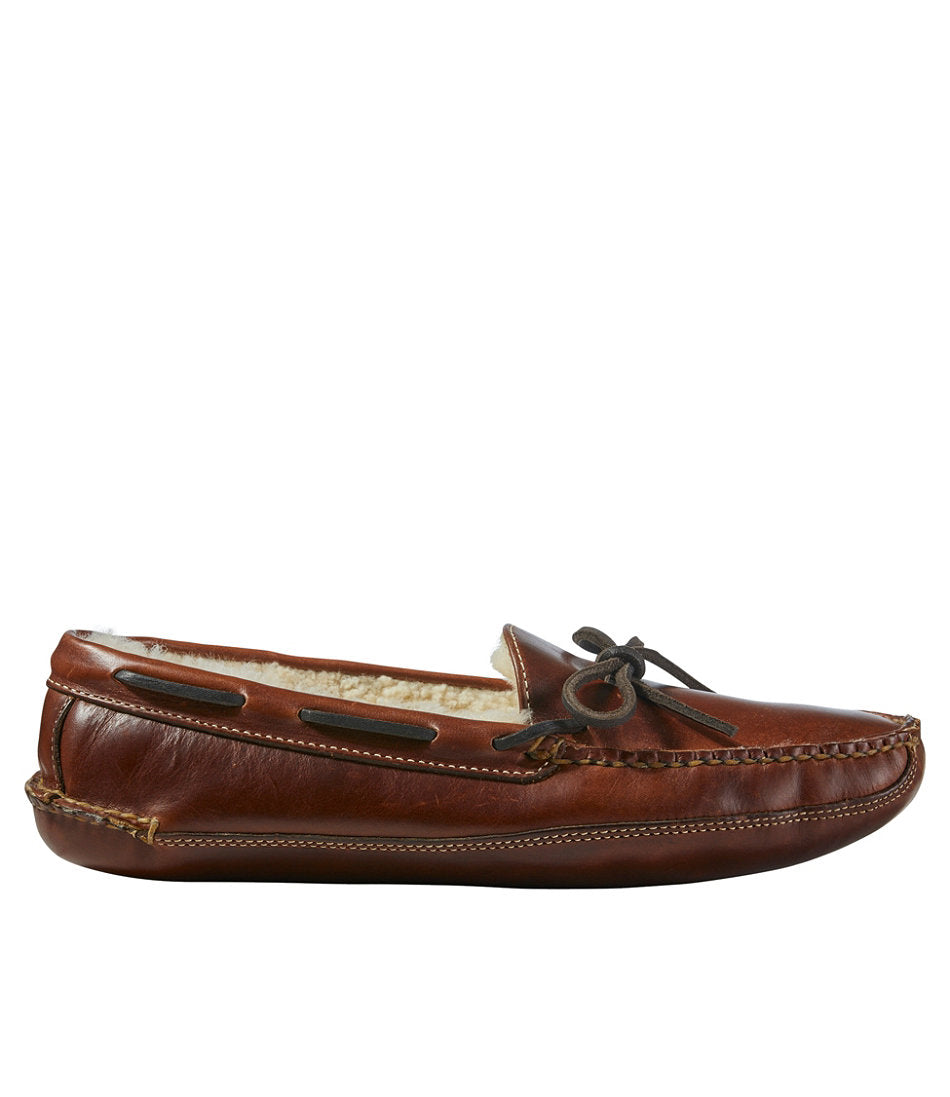 Shearling-Lined Men's Leather Double-Sole Slippers