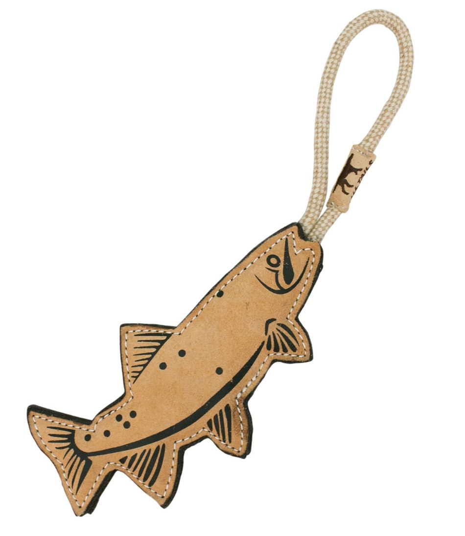 Natural Leather and Wool Fish Dog Tug Toy