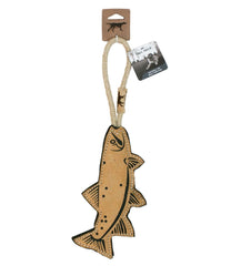 Natural Leather and Wool Fish Dog Tug Toy