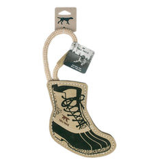 Natural Leather and Wool Bean Boot Tug Dog Toy