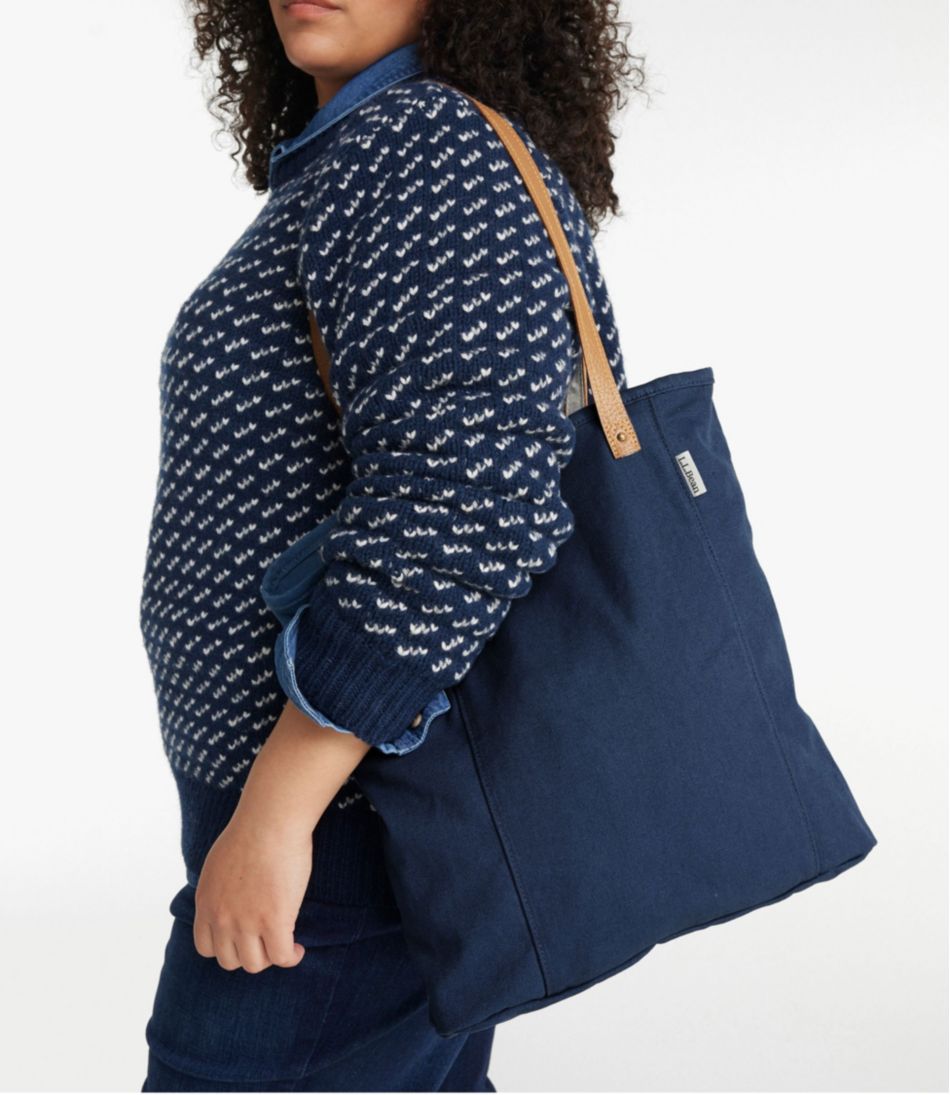 Leather-Handle Essential Tote Bag