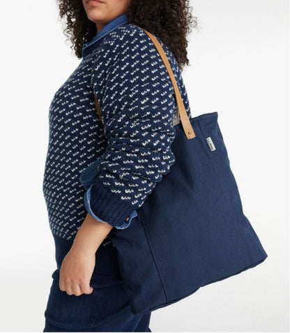 Leather-Handle Essential Tote Bag