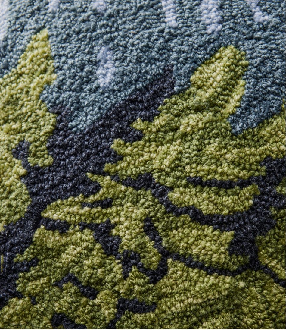 Lakeside Mountain Scene Indoor/Outdoor Hooked Pillow