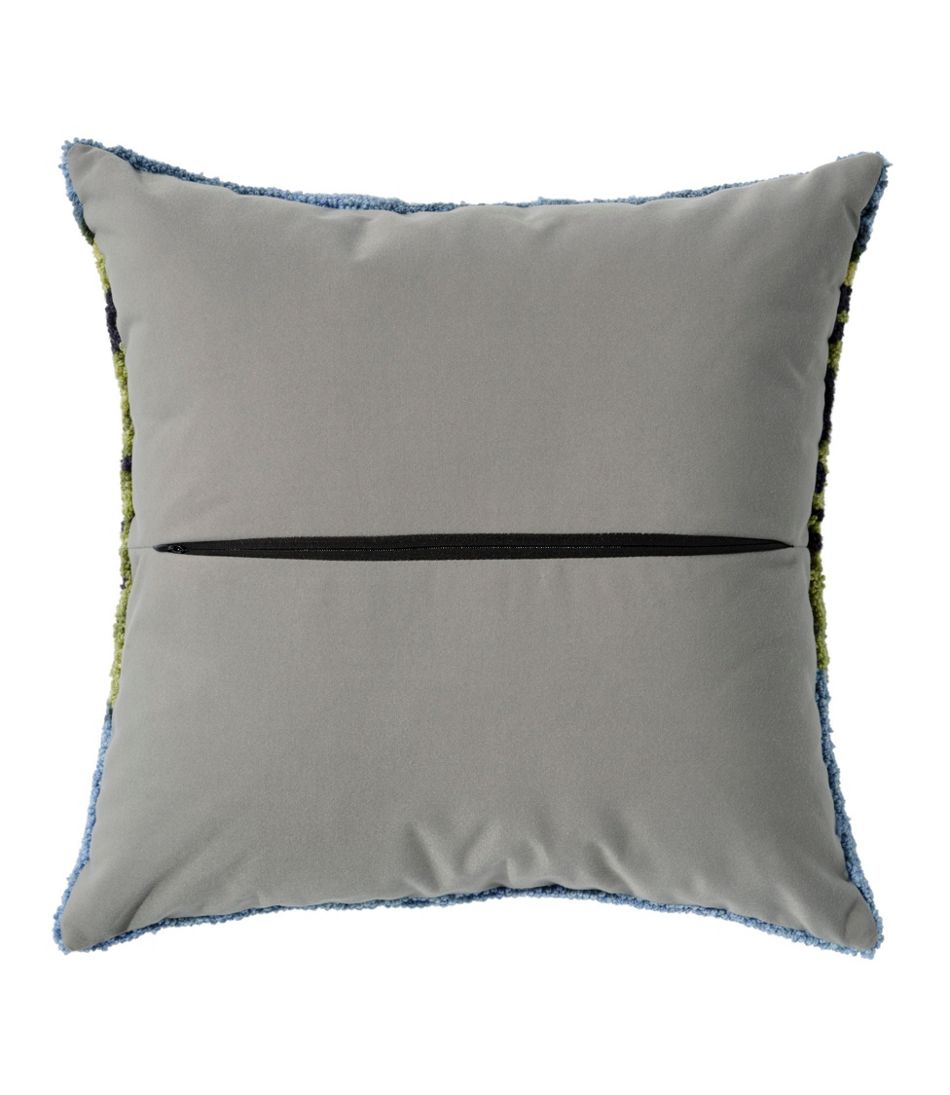 Lakeside Mountain Scene Indoor/Outdoor Hooked Pillow