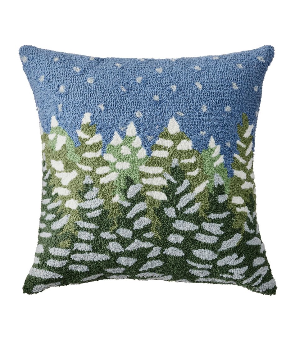 Indoor/Outdoor Hooked Pillow Frosted Trees